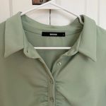 BIKBOK Green ButtonUp Long Sleeve Blouse • Sz Large • Quiet Luxury • Scandi Girl Photo 2