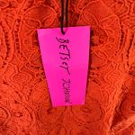Betsey Johnson  Mini Dress Womens L Orange Crochet Lace Ruffle Hem Boho Flirty Photo 10