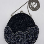 Vintage La Regale Purse Bag Beaded Black Silver Tone Evening Formal Chain Strap Photo 0