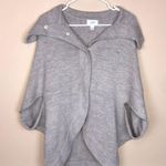 Loft Women’s Wool Blend Gray Button-Up Versatile Cape Poncho Sweater Photo 2