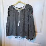 CRUEL Denim Womens Size Small‎ Boho Striped Embroidered Top *FLAWED Black Photo 4
