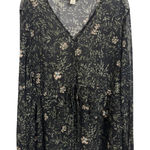 Style & Co Sheer Black Floral Long Sleeve Tiered Top Size Small Dark Fairy Romantic Photo 0