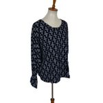 Fresh Produce  Blue Geometric Print Long Sleeve Top OS Made In USA Casual Photo 2