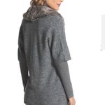 Chico's Chico’s Gray Lillian Faux Fur Neck Short Sleeve Knit Cardigan Sweater 0 S Photo 3