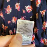 Volcom  Nevermore Navy Floral Button Up Long Sleeve Babydoll Dress Photo 5