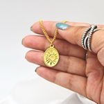Gold Sun and Moon Oval Pendant Necklace Photo 5