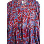Diane Von Furstenberg  Blue Red Silk Printed Long Sleeve Mini Dress size 10 Photo 3
