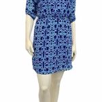 Charming Charlie  Blue Link Print 3/4 Sleeve Dress Photo 1