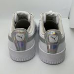 Puma  Carina Iridescent High Platfrom Low Top Sneakers White/Silver Women's  8.5 Photo 2
