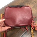 Burberry Belgrove Red Fringe Suede Leather Nova Check Bucket Bag Crossbody Photo 7