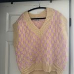 English Factory Pink and yellow checkered sweater vest Photo 3