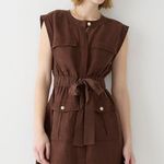 J.Crew Elegant Brown Zip Up Short Sleeve Dress. Size-6 Photo 0