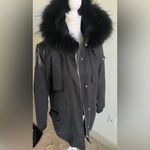 Maje  Black Fur-Trimmed navy Parka Photo 2