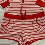 Victoria's Secret Victoria’s Secret Pink & Red Striped One Piece Romper Sleepwear Pajamas Photo 2