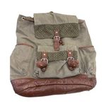 Cape Juby Womens Green Denim & Faux Leather Backpack 14x16 SKU 7057 Photo 0