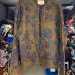Express Tricot Vtg 80s 90's Mohair Blend Dimensional Berry Floral Cardigan Large Brown Photo 0