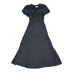 Anthropologie  Somerset Satin Short Sleeve Long Maxi Dress Black XS Photo 3