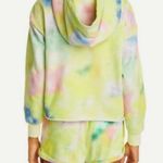 Alice + Olivia Alice plus Olivia Tie Dye Funnel Neck Crop Hoodie, Beachside Yellow M Photo 2