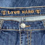 Live Hard Denim Women’s 14 Meets Blue Wash Crystal Studded Culotte Jean Shorts Photo 4