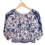 Joie NWT  Floral Crop Top & Wide Leg Boho Pant Set Blue Purple Women’s Size Small Photo 7
