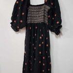 Free People  Dahlia Embroidered Maxi Dress Black Combo Smocked Floral  B37 Photo 4