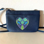 Brighton Summer Heart Mini CROSSBODY PURSE Navy Blue Bag DETACH STRAP 8" Wide Photo 1