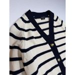 Massimo Dutti Striped Navy Cream Cotton gold Button Cardigan Sweater Women Sz SM Photo 1