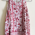 Max Studio  Tunic Tank Top White with Red Flowers Lined S‎ NWOT $98 Photo 0