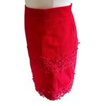J.Crew 100% Cotton Red Lace Mini Skirt | Size 0 | Gently Used Photo 2