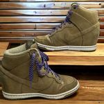 Nike  Dunk Sky Hi Filbert Green Suede Wedge Shoes  Purple Laces Swoosh 6.5 Photo 0