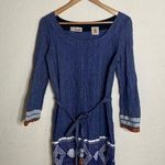 Lemlem  Dark Blue Striped Pattern Cropped Sleeve Dress‎ ( S ) Photo 0