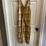 Free People Plaid Jumpsuit Sleeveless Button Up Casual Romper Bohemian Style Yellow Size XS Photo 10