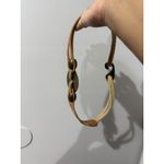 Vtg‎ Leather Shop Belt Brown Tan Gold Brass Medallion Hook Boho Western Hobo 32" Photo 1