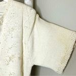 Vintage Margules Cream Floral Beaded Knit‎ Cardigan Top Short Sleeve Medium White Photo 1