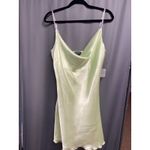 Bebe Mini Slip Dress Women XL Green Satin Sleeveless Spaghetti Strap Hipster B55 Photo 1