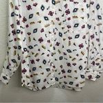 ILIO Women Large Blouse‎ Button Down Aztec White Long Sleeve western vintage Photo 1