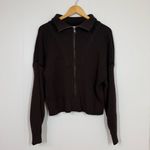 Varley  Brown Carmen Rib Knit Zip Through Jacket Photo 1