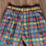 Vintage TanJay Rainbow Checkered Gingham High Rise Pleated Shorts Colorful Plaid Blue Size XS Photo 11