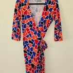 Diane Von Furstenberg  New Julian Two Wrap Dress Giraffe Spots Multi Print Size 8 Photo 2