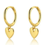 Boutique Heart Huggie Hoop Earrings | Yellow‎ Gold Plated Sterling Silver Photo 0