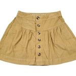 American Eagle  Corduroy High Rise Ruffle Mini Skirt Tan Brown Size 00 Button Photo 0