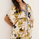 Maaji NWT  Lilith Cover Up Size Small Yellow Motif Swim Mini Dress Anthropologie Photo 0