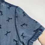 Vintage Maxi Blue Denim SS Hooded Button Shirt Dress Embroidered Size M Photo 5