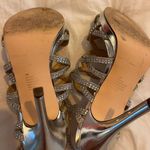 Silver Strappy Rhinestone Heels Size 9 Photo 2