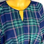 Krazy Kat  PLAID PEPLUM TOP BLOUSE TIE KNOT FRONT L Photo 3