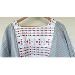 POMANDER PLACE Sage Stripe Embroidered Sadona Mini Dress Medium Cottage Prairie Green Photo 7