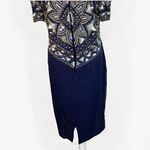 Night Vogue Sheath Dress Womens medium navy Sequin Beaded Lined Back Vent & Zip Photo 7