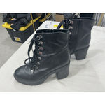 Steve Madden Womans Royce Royco Black Leather Lugged Platform Ankle Boots 10 Photo 2