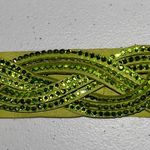 None Vintage Braided Green Gemmed Double Snap Button Closure Bracelet Photo 0