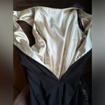 Premise Cream Satin & Black Geometric Lace Pattern Dress Sz 12. Zipper In Back. Photo 8